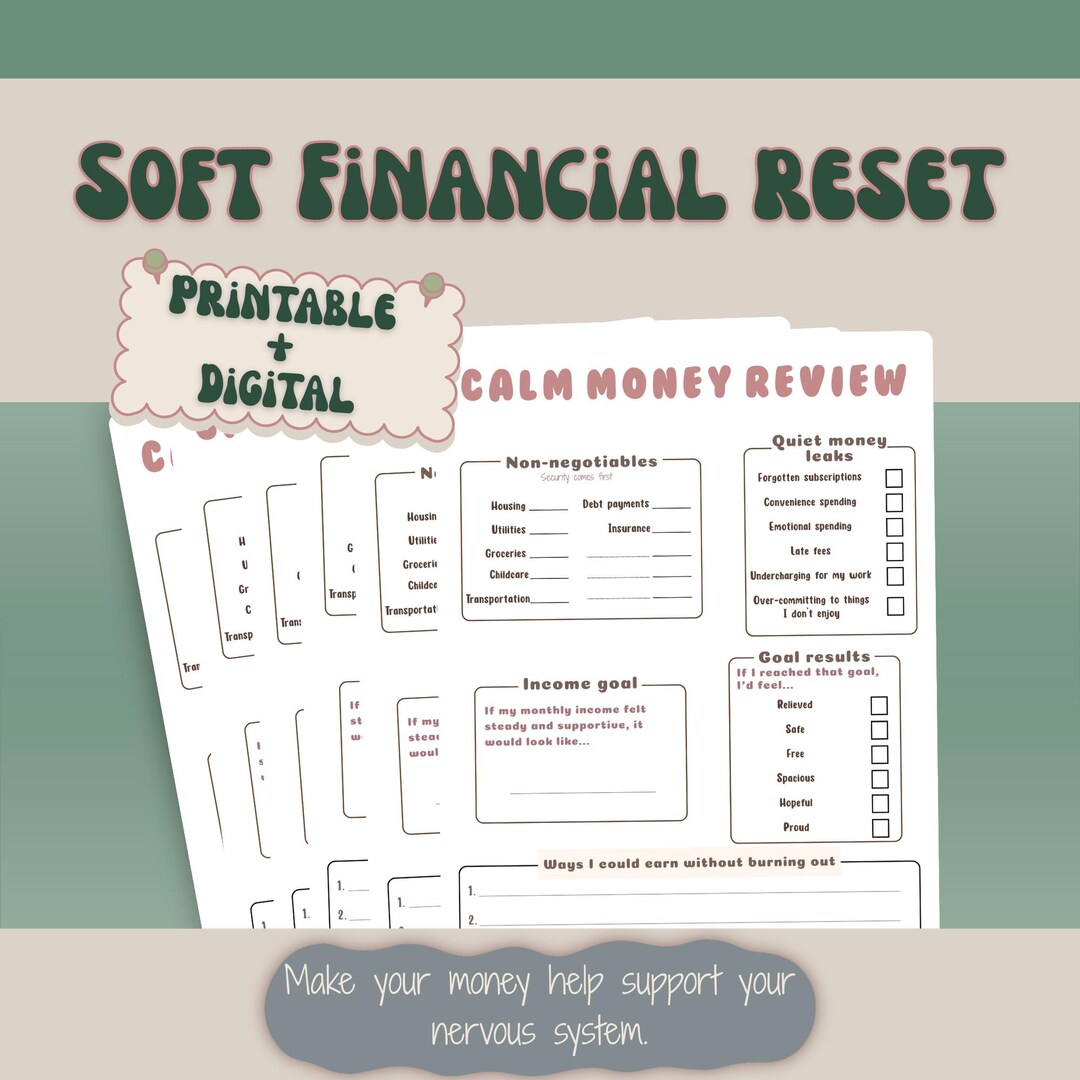 Budget Planner Printable for Moms Soft Financial Reset Workbook Calm ...