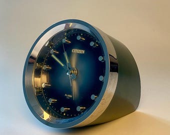 Vintage Citizen Quartz Brass Desk Alarm Clock, Works, Made in