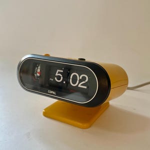 1970s Copal Flip Clock | Yellow Space Age Alarm, Night Light