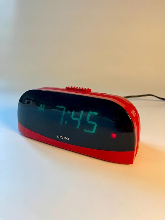1980s Seiko Digital Alarm Clock | Retro Red Space Age Desk Clock