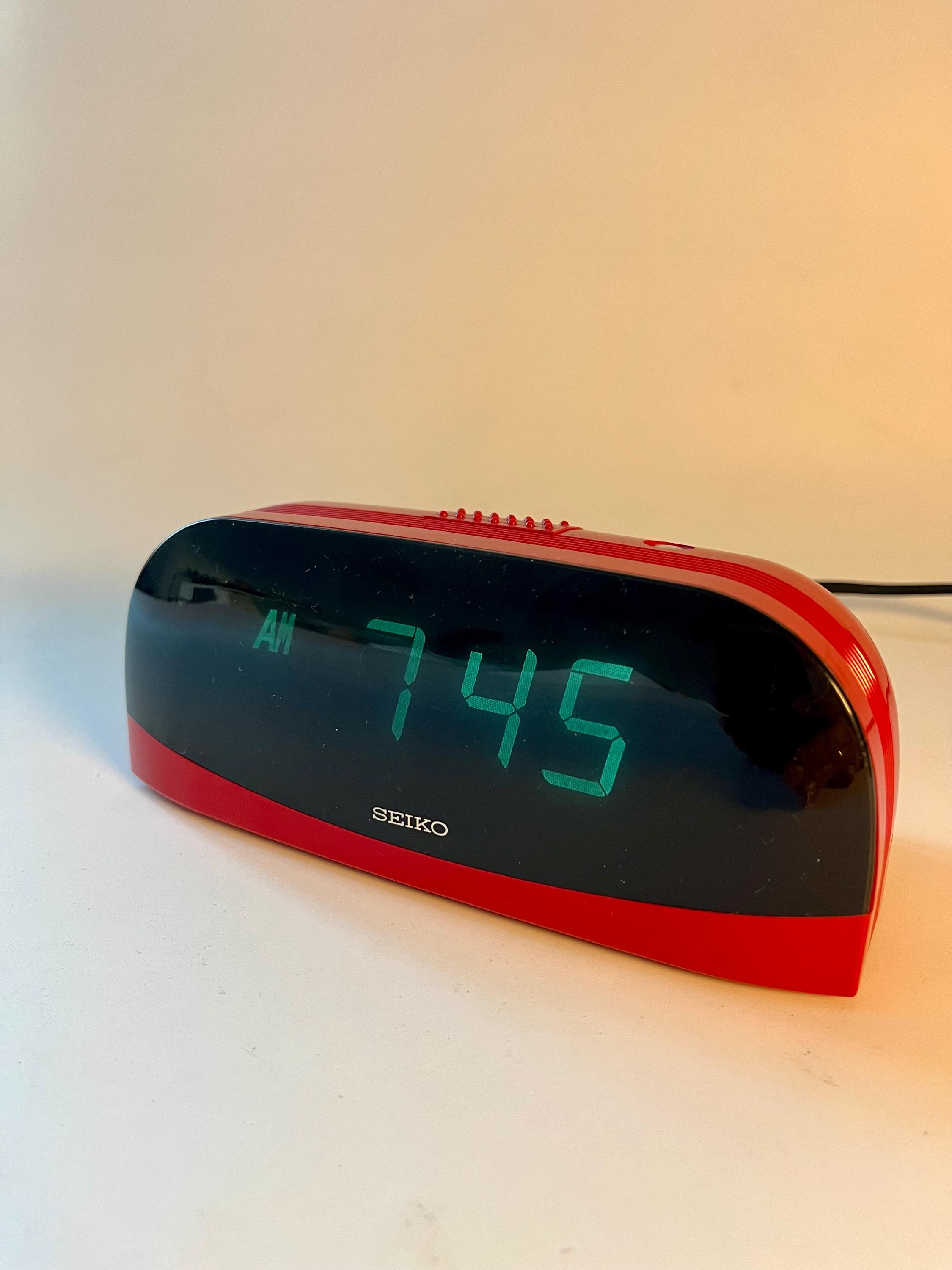 1980s Seiko Digital Alarm Clock | Retro Red Space Age Desk Clock