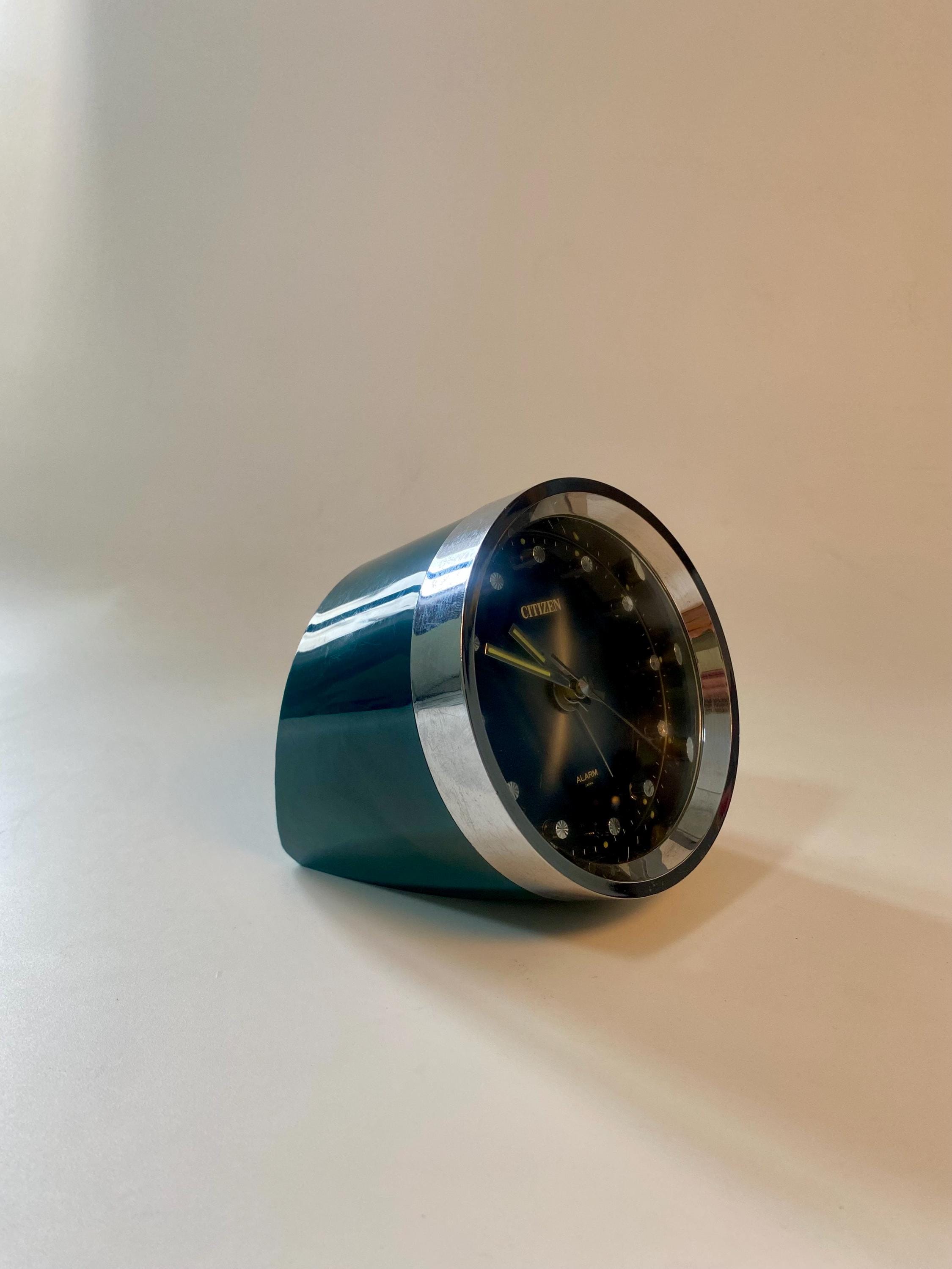 Vintage 1970s Citizen Alarm Clock: Blue and Green Space Age Mid