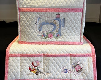 READY To SHIP--Lola)Blue*-- Sewing Machine Cover-and mat SET