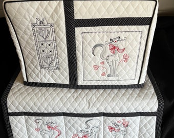 READY To SHIP--Paris Cat Set- Sewing Machine Cover-and mat SET