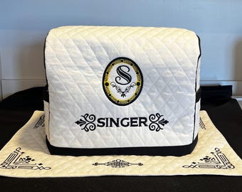 S Cream - FW Cover-Fits a -FEATHERWEIGHT 221 or 222-Rollover   Cream Singer Sewing machine Cover and  OR Mat