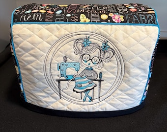 READY To SHIP- Little Seamstress + quilt fabric  FW)Singer Featherweight 221 /222 Sewing Machine Cover