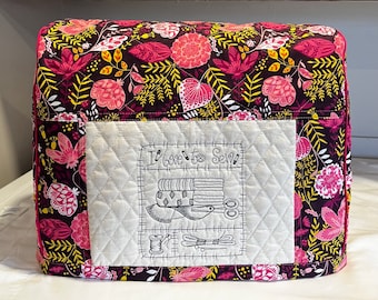 READY To SHIP--Pink JoAnn  Embroidered)-- Handmade Sewing Machine Cover--15.25" x 7.25" x 12.5"tall