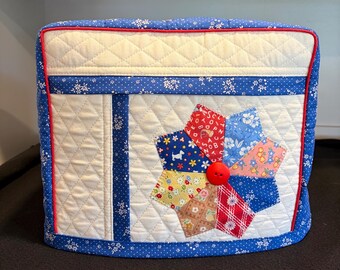 READY To SHIP- Dresdan+ quilt fabric sides and back  FW)Singer Featherweight 221 /222 Sewing Machine Cover
