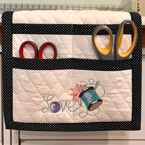 READY To SHIP--Blue Loves  embroidered) Ironing Board Caddy or Organizer