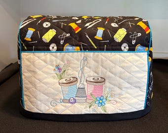 READY To SHIP- 2 spools  emb + quilt fabric  FW)Singer Featherweight 221 /222 Sewing Machine Cover
