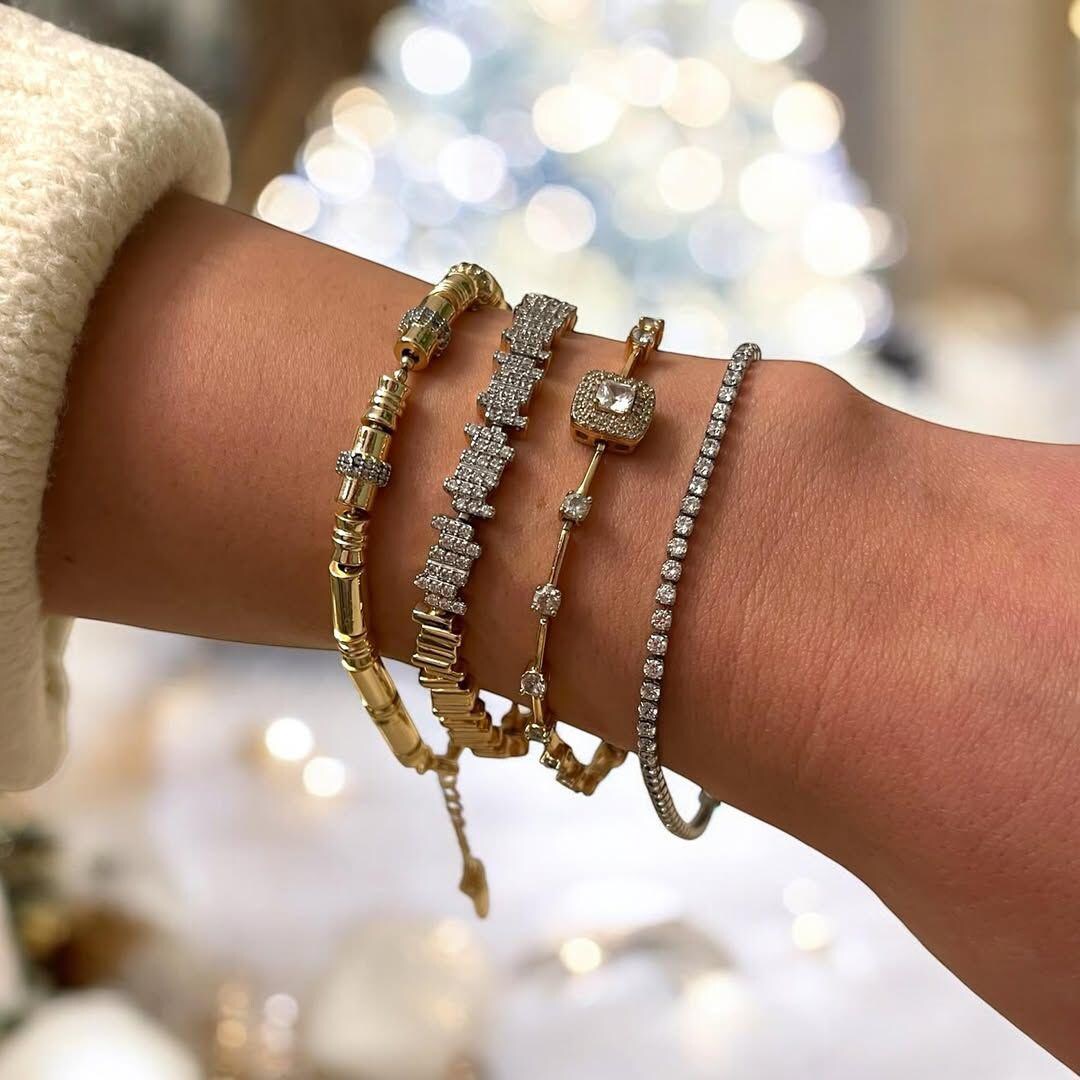 人気ブラドン Zigzag Gold 18K Bangle Bracelet Stackable Thick Bracelet, アクセサリー