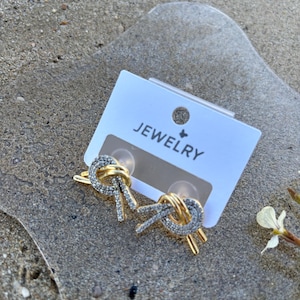 18K Gold Plated Sailor Knot Rope Stud Earrings, Twisted Rope Earrings, Gold Knot Stud Earrings, Love Knot Earrings • Dainty Stud Earrings •