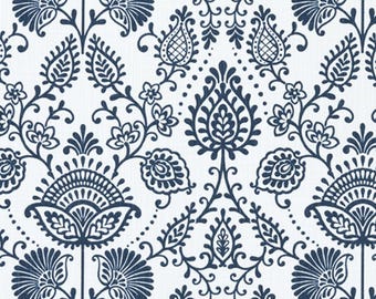 Blauer Blumenstoff, Silas italienischer Denim Slub Canvas, blaues Blumenmaterial, 135 cm breit, wird lose verkauft