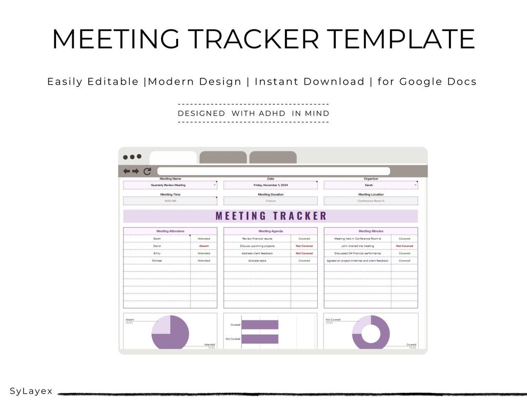 Meeting Tracker Template Editable Google Sheets Digital Download