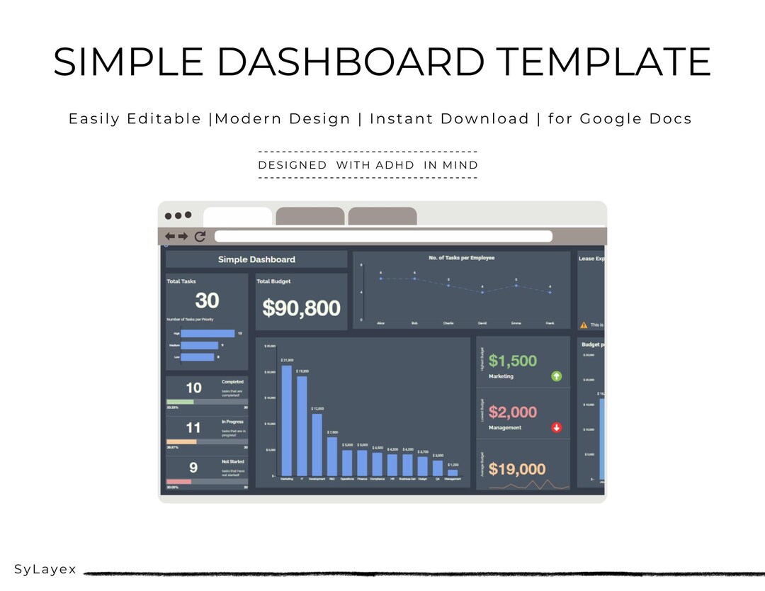 Simple Dashboard Template, Editable Google Sheets, Data Tracker ...