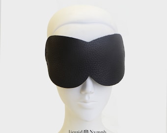 KISMASQUE Blackout Blindfold Leather Total Darkness Sensory Deprivation Safe for Fake Lashes Sleep Mask Blind Fold Eye mask