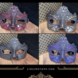 Stunning Leather Masquerade Mask Hand Molded and Mask Laser Etched Kismask Sexy BDSM eyes wide shut masquerade image 7
