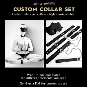 Red Leather BDSM Collar: Black Lace Locking O Ring Choker image 7