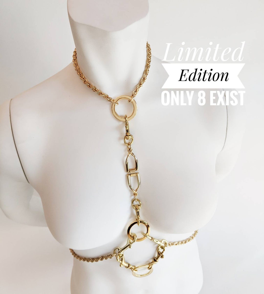 Limited Edition Gold Chain Posture Harness Locking Necklace - Etsy