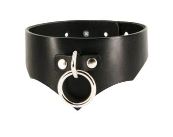 Classic Black Leather BDSM Collar Cuff Leash -  EBEAUX  Bondage Fetish & Slave Choker - Dungeon Couture Kitten