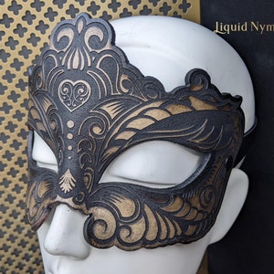 Laser Etched Leather Masquerade Mask - Hand Molded