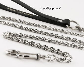 BDSM Silver Chain Leash - Elegant Fetish Lead, Pet Play Collar