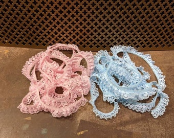 Ruffled Lace Baby Pink or Baby Blue Yard or add on. Bondage collar ddlg