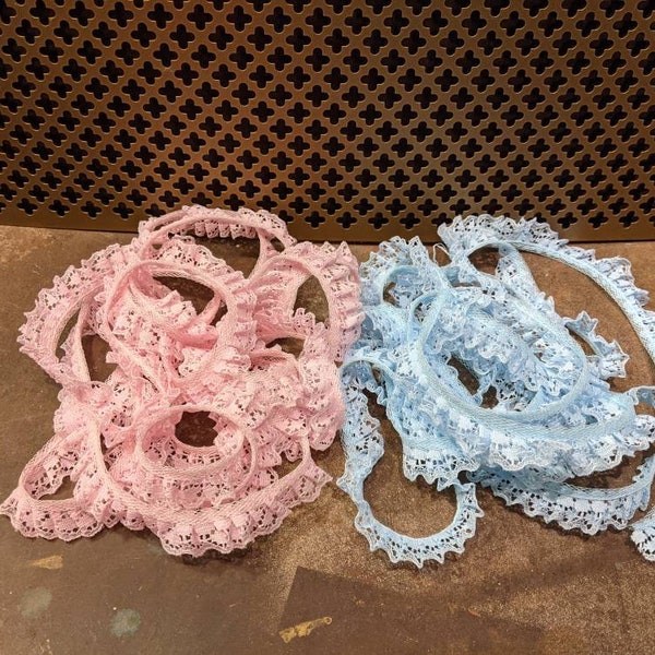 Ruffled Lace Baby Pink or Baby Blue Yard or add on. Bondage collar ddlg