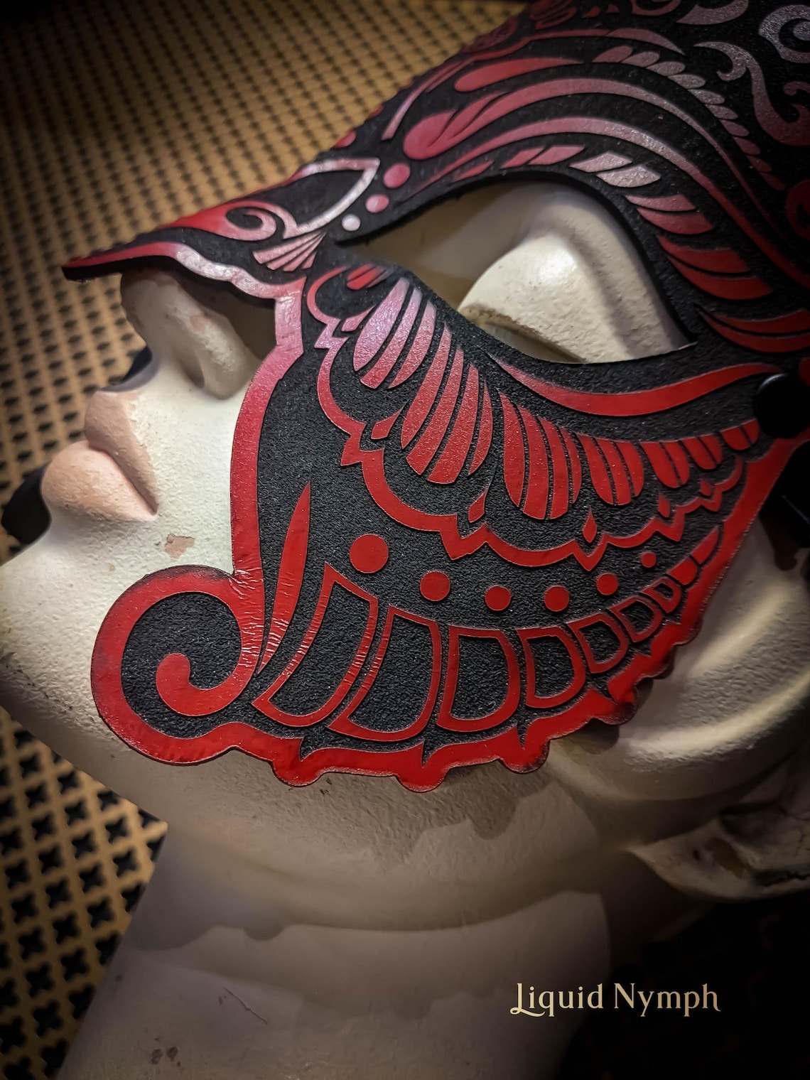 Geiths Mask Red Devil Masquerade Leather Fetish Mask Hand Molded and Laser Etched ...