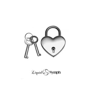 Nickel Plated Heart Lock with Keys: Locking Collar Pendant