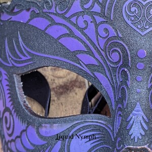 Stunning Leather Masquerade Mask Hand Molded and Mask Laser Etched Kismask Sexy BDSM eyes wide shut masquerade image 2