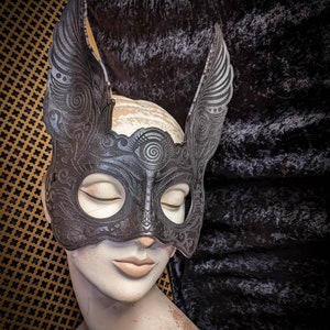 Laser Etched Leather Rabbit Mask: Sensory Deprivation Masquerade