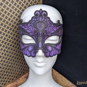 Stunning Leather Masquerade Mask Hand Molded and Mask Laser Etched Kismask Sexy BDSM eyes wide shut masquerade image 4