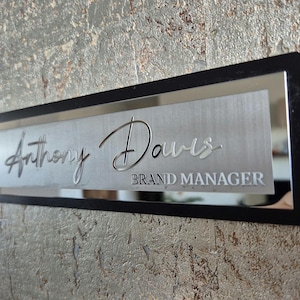 Custom Engraved Stainless Steel Name Plate – Office Desk Sign for Executives – Personalized Metal Nameplate