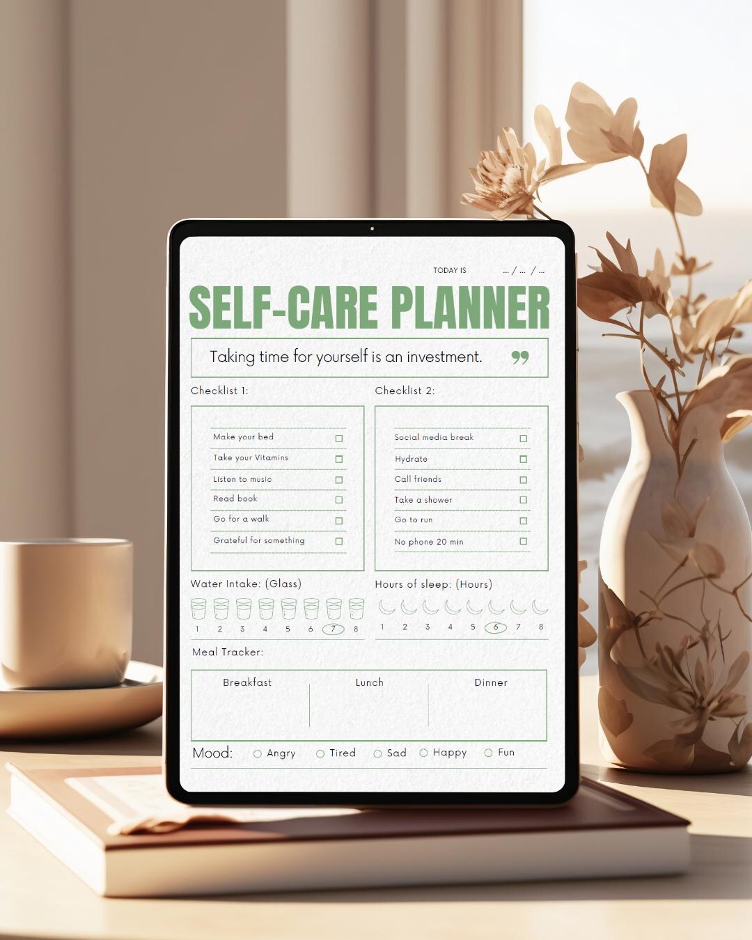 Self Care Planner | Printable Wellness Journal With Checklist, Water ...