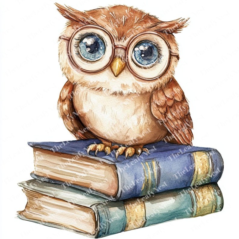 9 Wise Owl With Glasses Cartoon Clipart, Cute Owl Clipart,printable ...