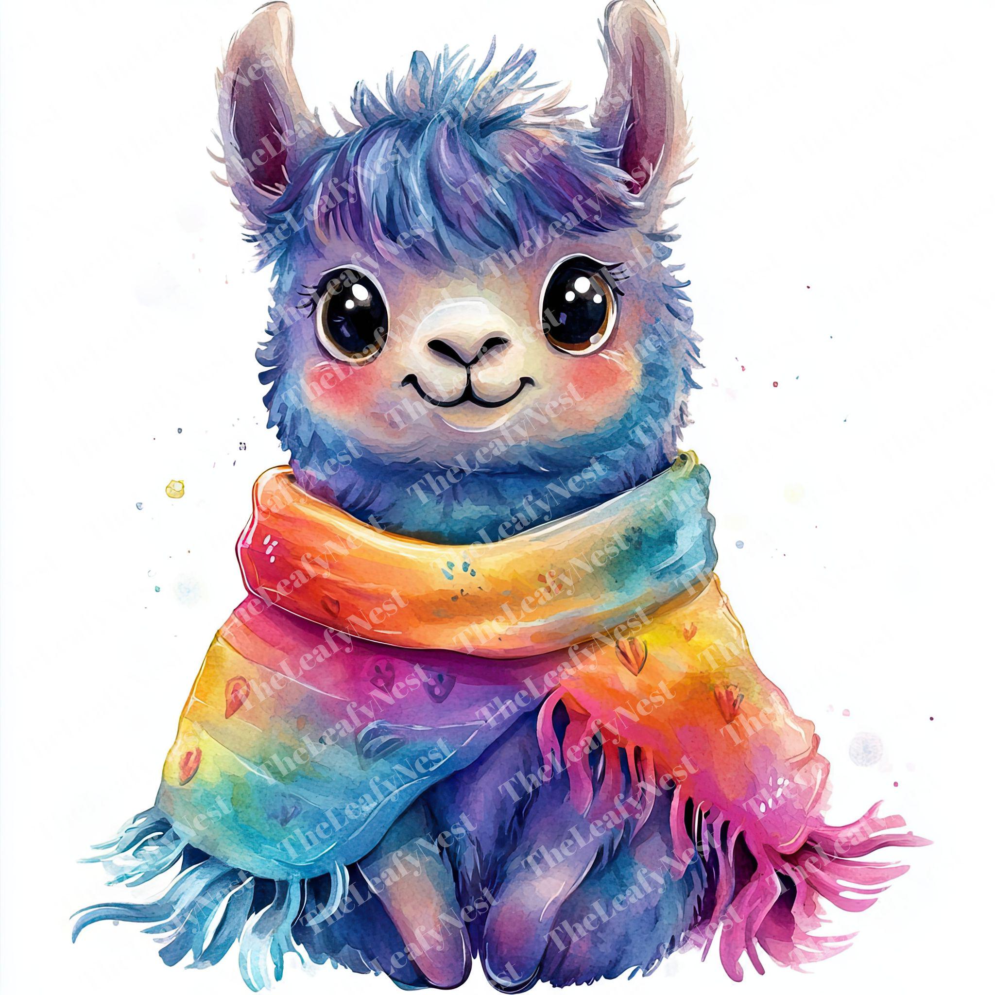 10 Chibi Lama With Fluffy Fur Cartoon Clipart, Lama Clipart,printable ...