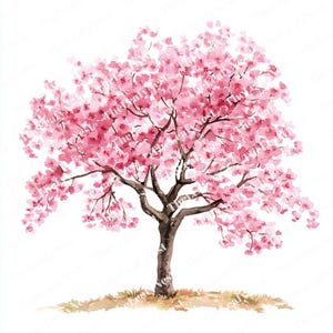 17 Cherry Blossom Tree Clipart, Sakura Flower Tree Clipart, Printable Watercolor Clipart, High Quality JPGs, Digital Download, Junk Journals