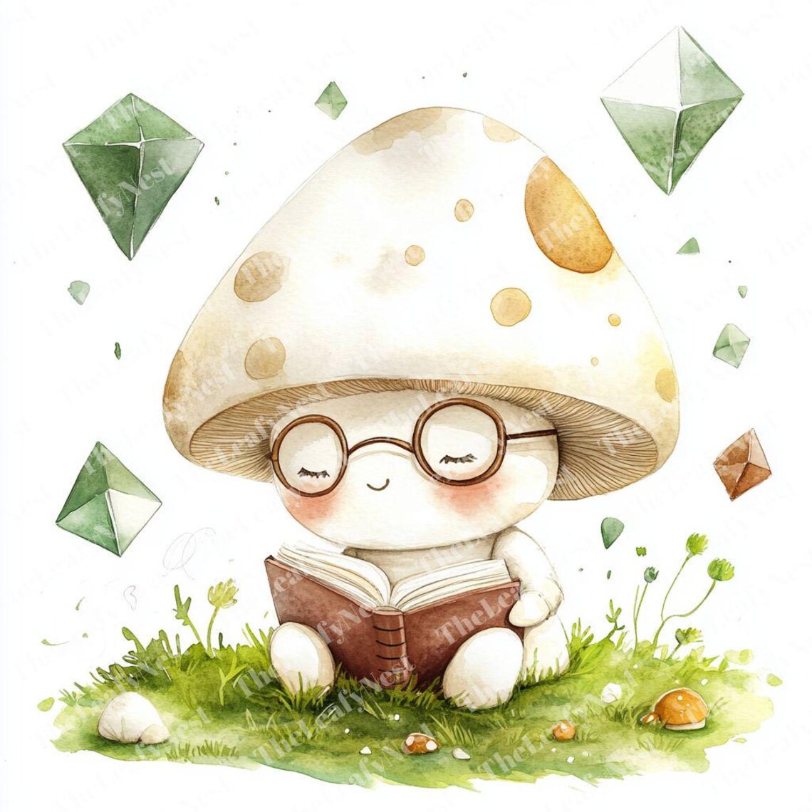 Chibi Math 82 Smart Mushroom Clipart, Chibi Math Clipart, Geometric Study Clipart ...