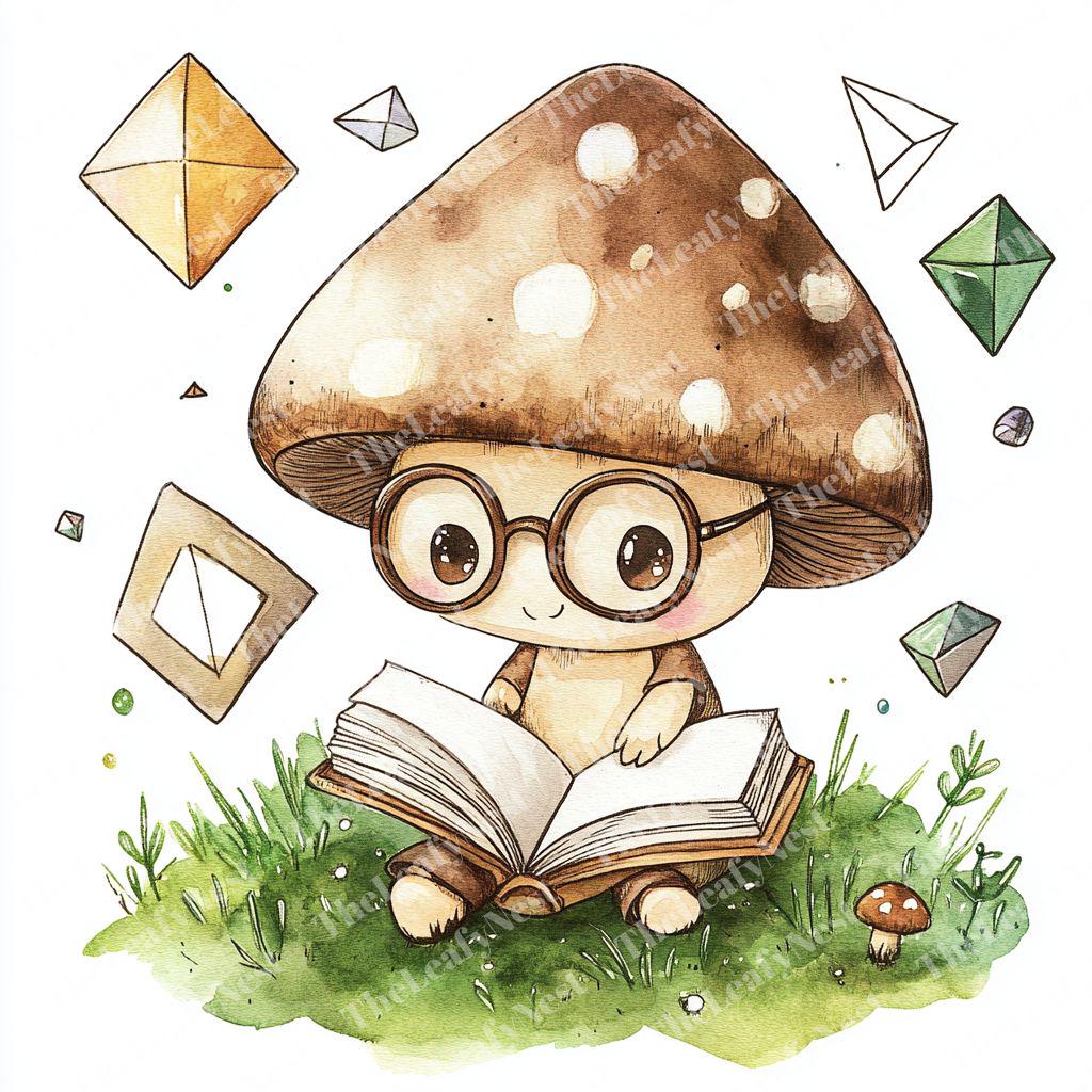 Chibi Math Student 82 Smart Mushroom Clipart, Chibi Math Clipart, Geometric Study Clipart ...