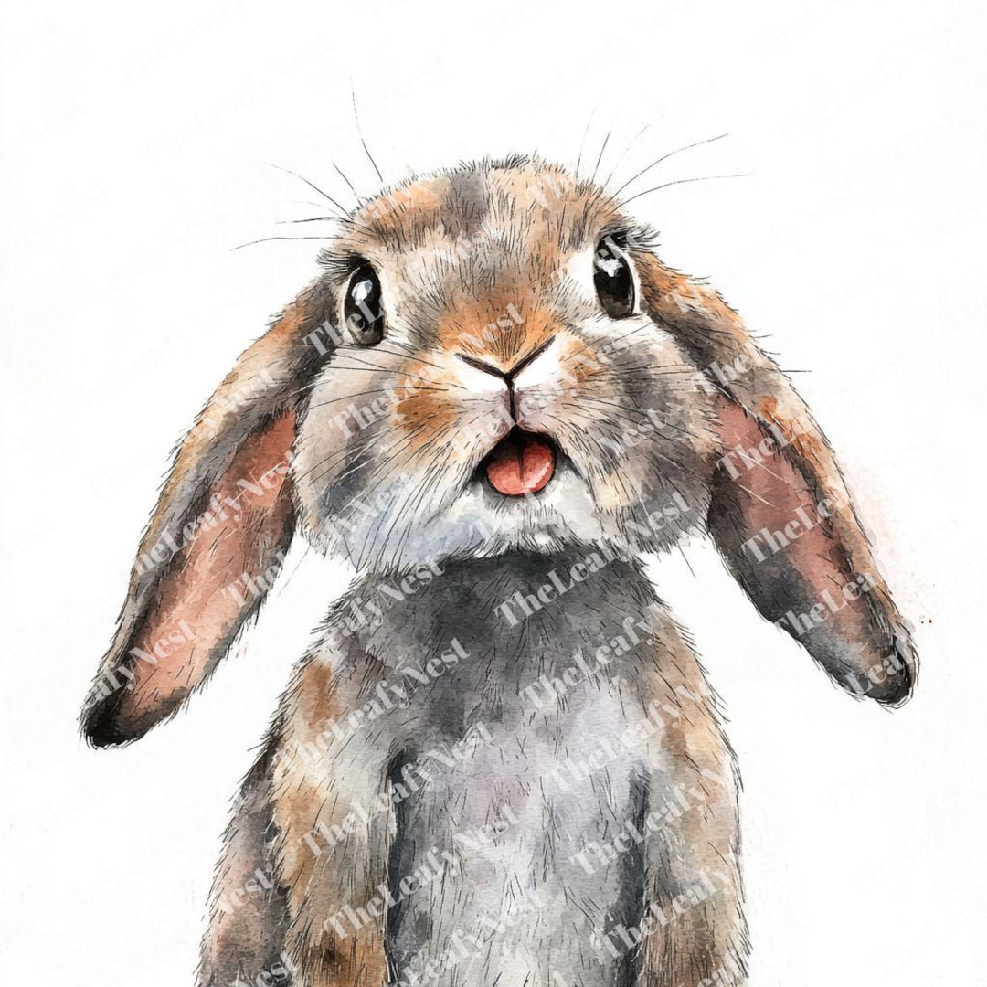 Surprised Rabbit Figure 14 Surprised Bunny Clipart, Surprised Rabbit, Printable Watercolor ...