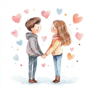 11 Couple clipart | Couple in love clipart | Valentine's clipart | Printable Watercolor clipart | High Quality JPG PNG |Digital download