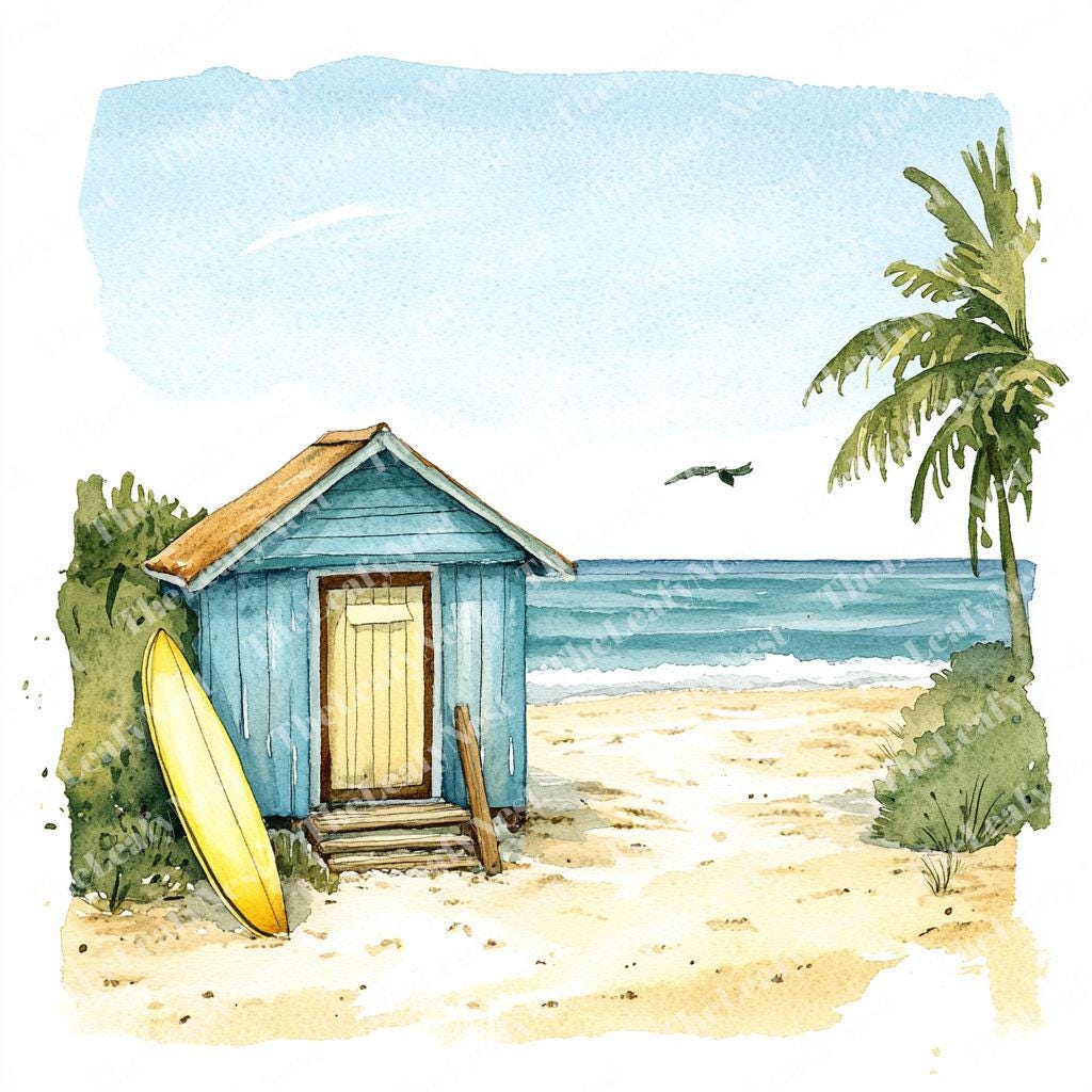 Printable Shack 14 Beach Shack Clipart, Surfboard Clipart, Coastal Summer Clipart ...