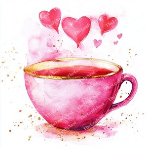 11 Clipart tazza da tè / Clipart amore / Clipart San Valentino / Clipart stampabile / Download digitale / Uso commerciale illimitato / Carta artigianale