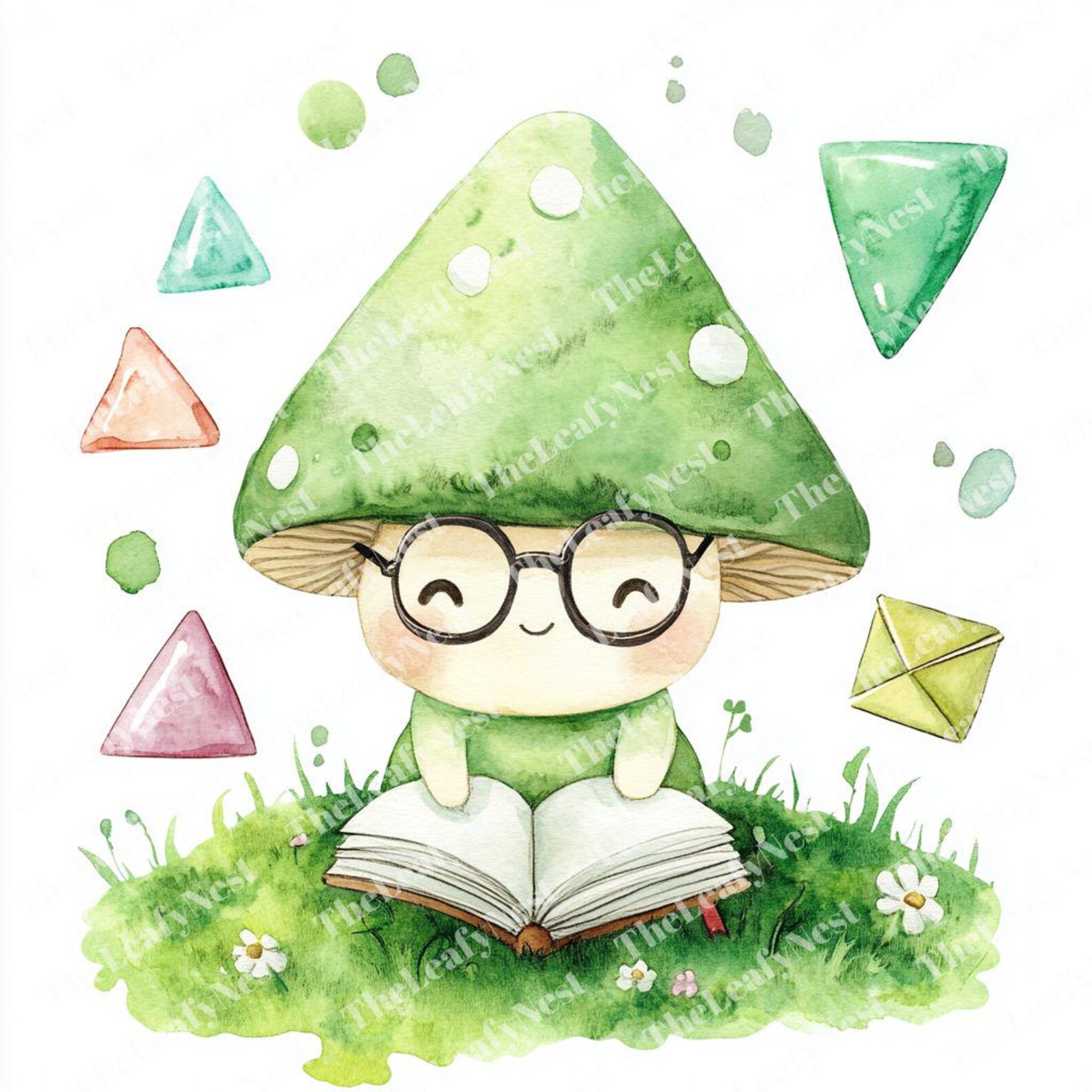 Chibi Math Student 82 Smart Mushroom Clipart, Chibi Math Clipart, Geometric Study Clipart ...