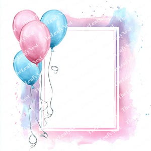 21 Cornice rettangolare realizzata con palloncino pastello morbido, clipart acquerello stampabile, JPG di alta qualità, download digitale, papercraft, diario spazzatura