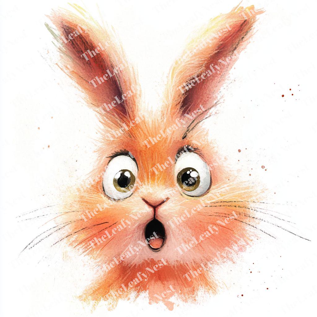 Surprised Rabbit Figure 12 Surprised Bunny Clipart, Surprised Rabbit, Printable Watercolor ...