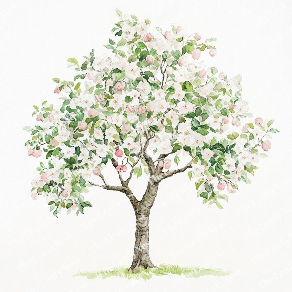 10 Spring Apple Tree Clipart, Blooming Tree Canopy Clipart, Printable ...