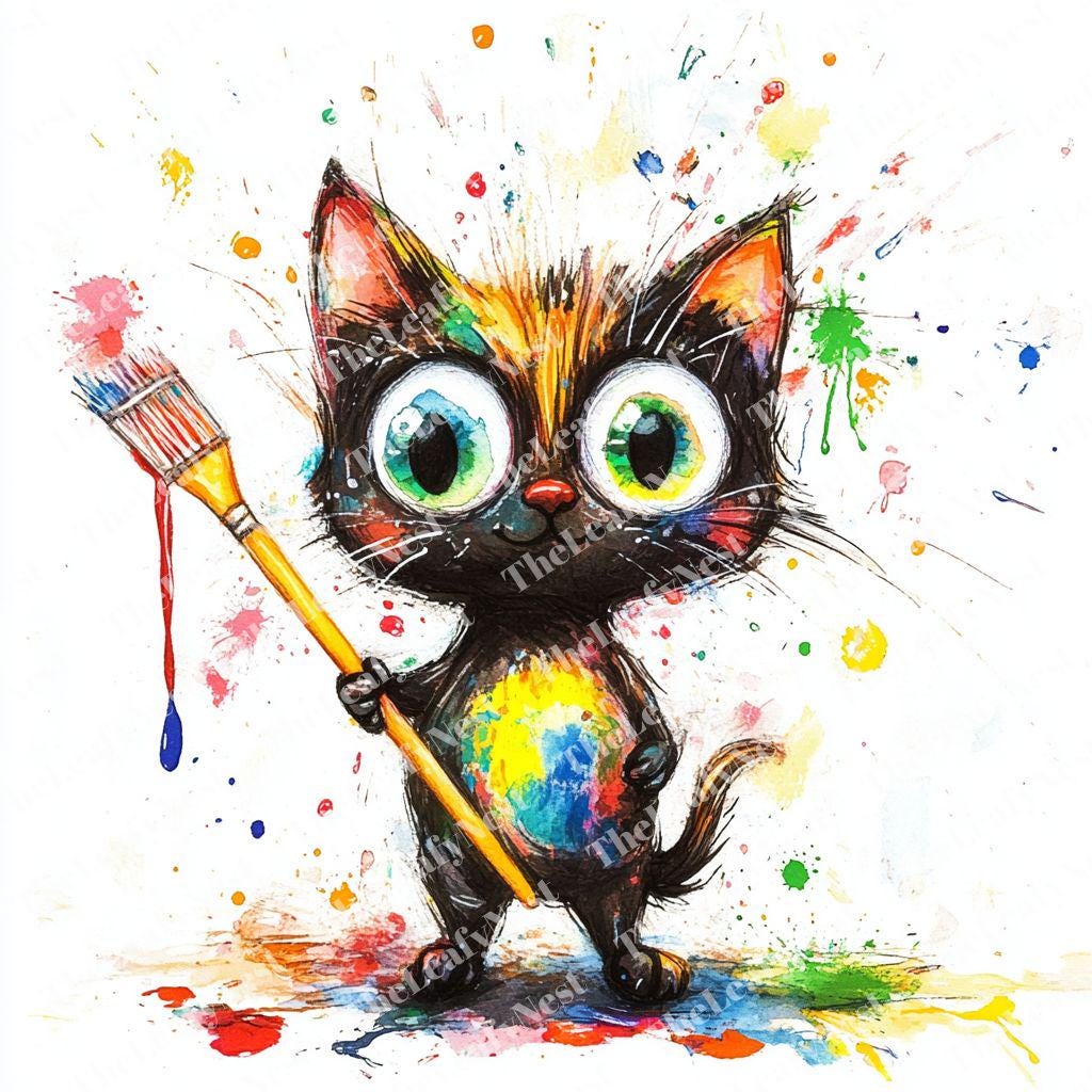 ■なな■クリーブ　猫ちゃんの絵 16種類のアーティスト猫クリップアート、面白い猫の絵のクリップアート