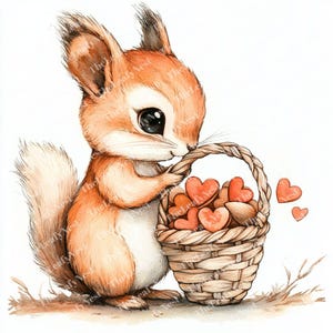 9 cliparts écureuil chibi | Amour mignon clipart | Clipart Saint-Valentin | Clipart aquarelle imprimable | JPG PNG de haute qualité | Téléchargement numérique